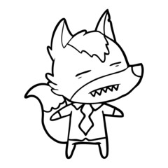 cartoon office wolf showing teeth