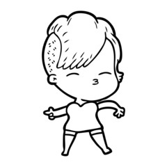 cartoon squinting girl