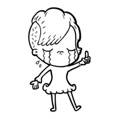 Obraz premium cartoon crying girl