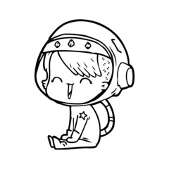 happy cartoon space girl
