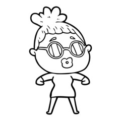 cartoon woman wearing spectacles