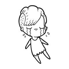 Obraz premium cartoon crying girl