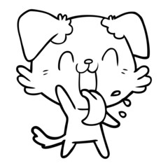 cartoon panting dog waving