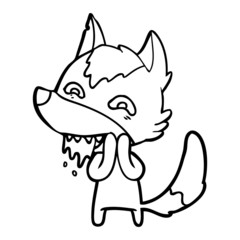 cartoon hungry wolf