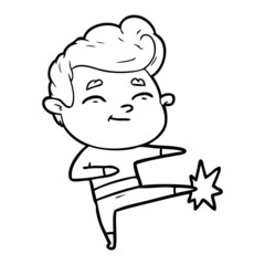 happy cartoon man kicking