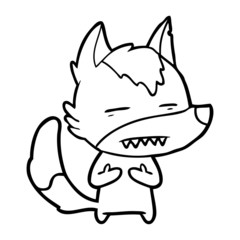 cartoon wolf showing teeth