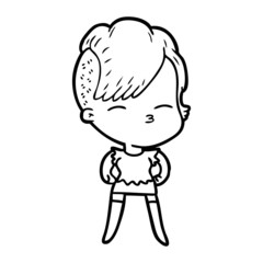 Obraz premium cartoon squinting girl