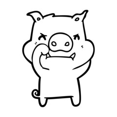 angry cartoon pig