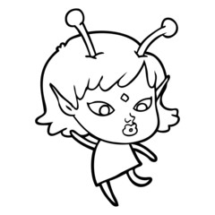 pretty cartoon alien girl dancing