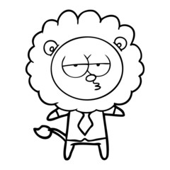 cartoon bored lion office worker