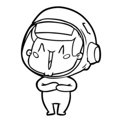 happy cartoon astronaut