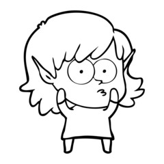 cartoon elf girl staring
