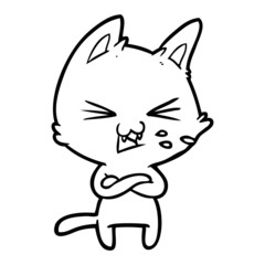 cartoon cat with crossed arms