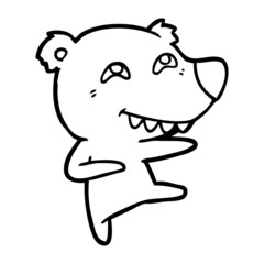cartoon bear showing teeth while dancing