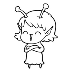 cartoon alien girl laughing