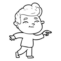 happy cartoon man pointing