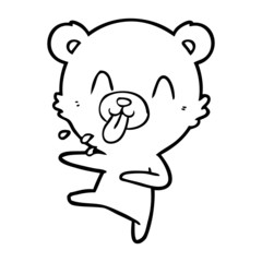 rude cartoon dancing polar bear sticking out tongue