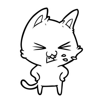 cartoon cat hissing