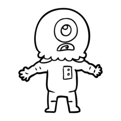 cartoon cyclops alien spaceman