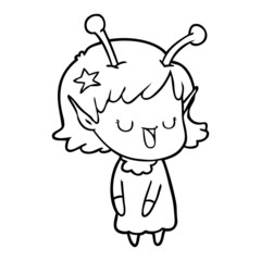 happy alien girl cartoon