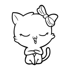 cartoon cat with bow on head