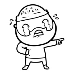 cartoon bearded man crying