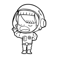 cartoon astronaut woman explaining