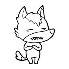 cartoon wolf showing teeth