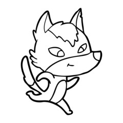 friendly cartoon wolf running