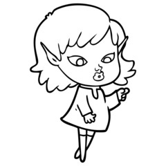 pointing cartoon elf girl