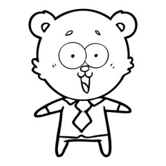 laughing teddy  bear cartoon in shirt and tie