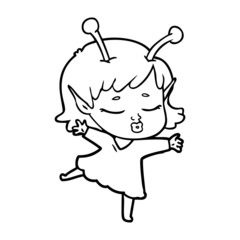cute alien girl cartoon