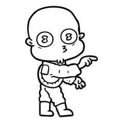 Obraz na płótnie Canvas cartoon weird bald spaceman pointing
