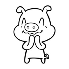 nervous cartoon pig
