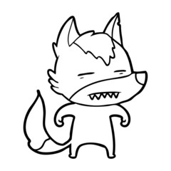 cartoon wolf showing teeth