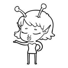 cute alien girl cartoon