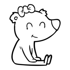 sitting female bear cartoon