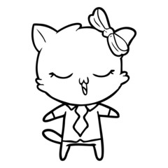 cartoon cat with bow on head
