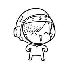 happy cartoon space girl