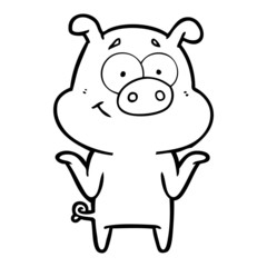 happy cartoon pig