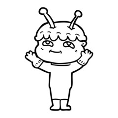 friendly cartoon spaceman waving