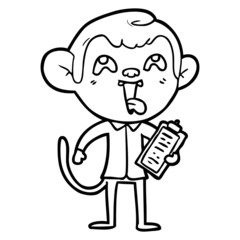 crazy cartoon monkey with clipboard
