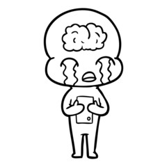 cartoon big brain alien crying