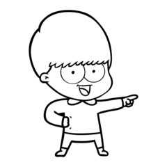 Obraz premium happy cartoon boy pointing