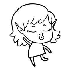 pretty cartoon elf girl dancing