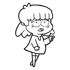 cartoon tired woman