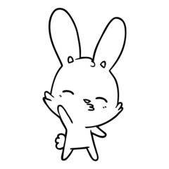 Fototapeta na wymiar curious waving bunny cartoon