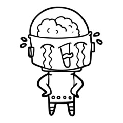 cartoon crying robot