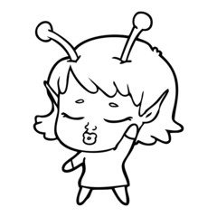cute alien girl cartoon