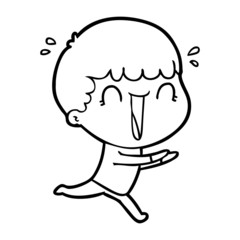 laughing cartoon man running